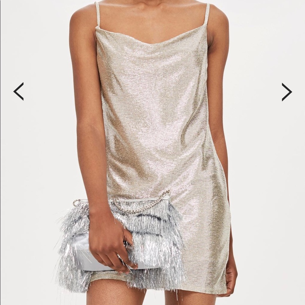 Topshop Foil Cowl Mini Dress